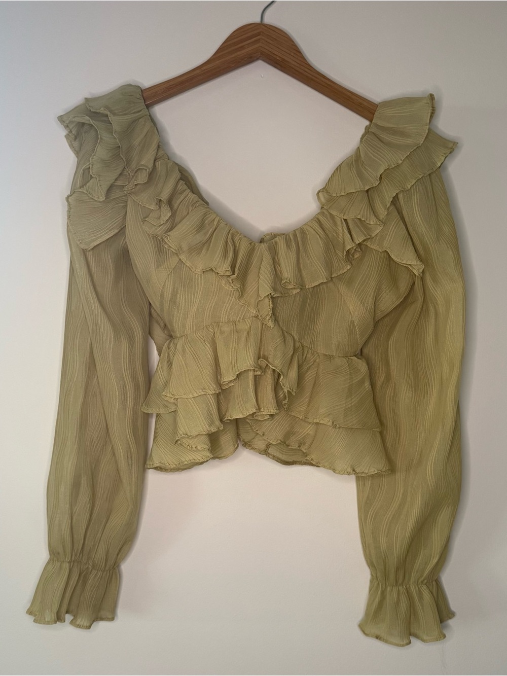 Anthropologie Ruffled Long Sleeve Top